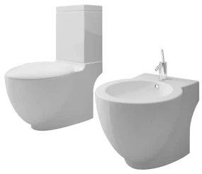 vidaXL Toilet- en bidetset keramiek wit