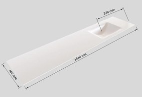 Zaro Valencia mat zwart badmeubel 150cm met Solid Surface wastafel 1 kraangat spoelbak rechts 4 lades