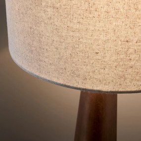 Lamp in notenhoutkleurig eikenhout en linnen, Nestwood