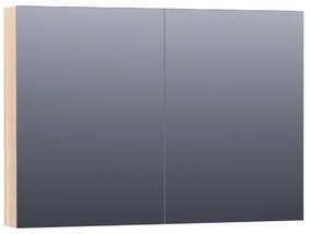 BRAUER Plain Spiegelkast - 100x70x15cm - 2 links/rechtsdraaiende spiegeldeuren - hout - white oak SK-PL100WO