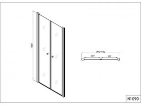 Badstuber Elegance klapdeuren voor douche 90x195cm