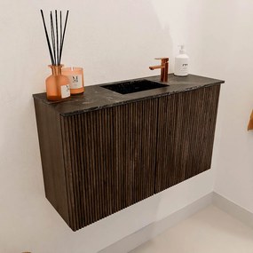 Mondiaz Joya DLux 70cm toiletmeubel walnut met wastafel faye midden 1 kraangat lava