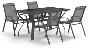 vidaXL 5-delige Tuinset grijs en zwart