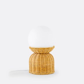 Lamp in rotan en opaline glas, Proviny