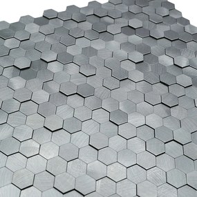 Zelfklevende Mozaïektegels Metaal | Mini Hexagon 3D Grijs | 29,8×30,7 cm | Keuken, Bad &amp; WC