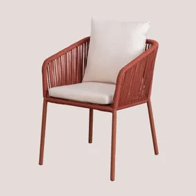 Pakket Van 4 Arhiza Classic Tuinstoelen Met Aluminium Armleuningen En Gevlochten Touw Rode Dakpan - Sklum