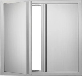 VEVOR Grilltoegangsdeur, 660 x 610 mm, dubbele buitenkeukendeur, vlak gemonteerde roestvrijstalen deur, verticale wanddeur met intrekbare handgrepen, voor grill-eiland, grillstation, buitenkast