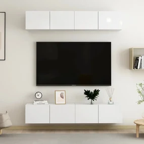 vidaXL Tv-meubelen 4 st 80x30x30 cm spaanplaat hoogglans wit