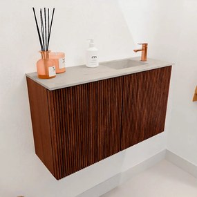 Mondiaz Joya DLux 70cm toiletmeubel ruby met wastafel faye rechts 1 kraangat opalo