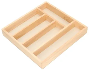 Bestekbak met 5 vakken, rubberhout, 32,5 x 31 cm