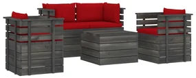vidaXL 5-delige Loungeset met kussens pallet massief grenenhout
