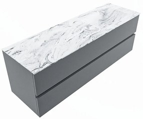 Mondiaz Vica DLux badmeubel 150cm plata 2 lades met wastafel glace rechts zonder kraangat