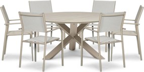 Tuinset Ronde Tuintafel 6 personen 150 cm Aluminium Taupe  Presto Brentino/Xento