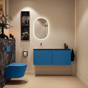 Mondiaz Ture DLux toiletmeubel 120cm jeans met wastafel lava links zonder kraangat