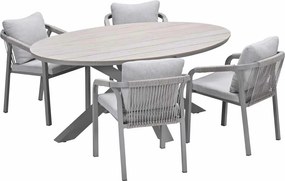 Garden Impressions Tarera tuinset 5-delig dakar sand - Tulli tuintafel 180x115 cm - light teak vironwood