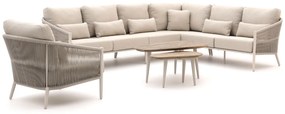 Hoek loungeset Bellagio | 7 personen | Loungeset Old Teak Greywash/Beige | Hoekbank Aluminium | Kees Smit Tuinmeubelen