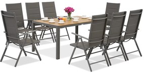 Verona Wood aluminium tuinset voor 8 personen Garden Point grijs