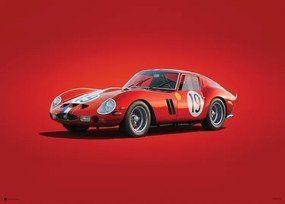 Ferrari 250 GTO - Red - 24h Le Mans - 1962 Kunstdruk, (70 x 50 cm)