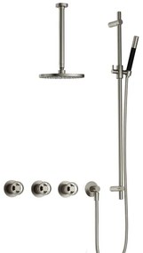 Hotbath Cobber IBSW70 Regendoucheset inbouw - 30cm plafondarm - 20cm ronde hoofddouche - staafhanddouche - glijstang - Geborsteld nikkel IBSW70GN37