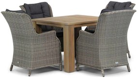 Tuinset 4 personen 100 cm Wicker Grijs Garden Collections Aberdeen/Brighton