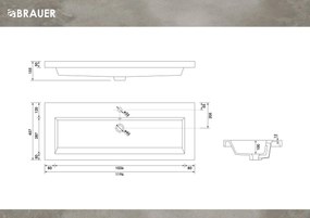 Brauer Solar Medium wastafel mineraalmarmer 120cm met 1 kraangat wit mat