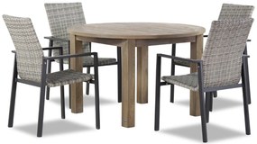 Tuinset Ronde Tuintafel 4 personen 120 cm Wicker Grijs Lifestyle Garden Furniture Upton/Brighton