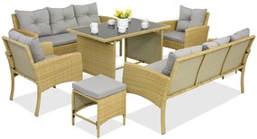 Tuinmeubelen van kunststof rotan met krukken Bari Apetito 8 Garden Point beige