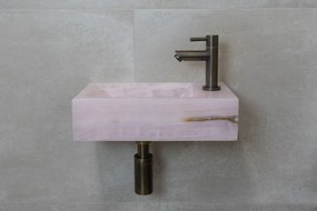 Saniclear Pink Onyx fonteinset met rechte kraan in verouderd messing