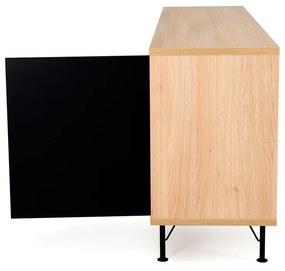 Tenzo Flow Groot Dressoir Mat Zwart Eiken - 206x44x79cm.