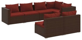 vidaXL 7-delige Loungeset met kussens poly rattan bruin