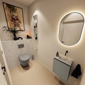 Mondiaz Ture DLux toiletmeubel 40cm smoke met wastafel opalo rechts zonder kraangat