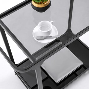 Kave Home Duilia Zwarte Keukentrolley Met Glas - 75 X 35cm.