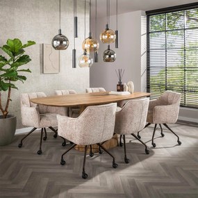 Raster Armstoel Met Wieltjes Beige