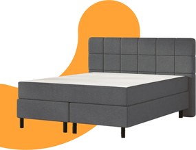 Emma Original Boxspring 160x200 - Donkergrijs - Elegant Hoofdboord - Beukenhout