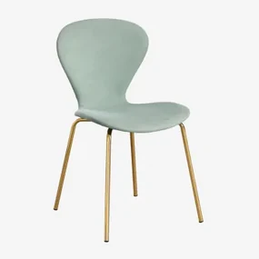 Set Van 2 Uit Gestoffeerde Stapelbare Eetkamerstoelen Celadon & Goud - Sklum