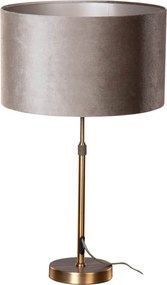 Tafellamp brons met velours kap taupe 35cm - Parte