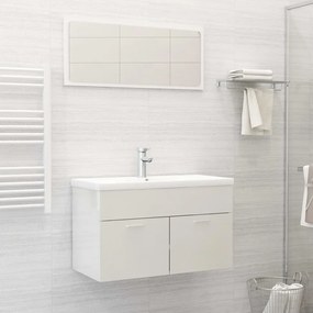 vidaXL 804797  2 Piece Bathroom Furniture Set High Gloss White Engineered Wood