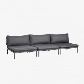 3-delige Modulaire Tuinbank Van Staal Roubly Grijs – Grafiet - Sklum