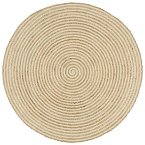 vidaXL Vloerkleed handgemaakt met spiraal ontwerp 120 cm jute wit