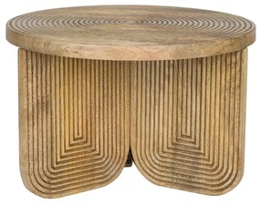 Ronde Salontafel Hout Met Ribbels - 60 X 60cm.