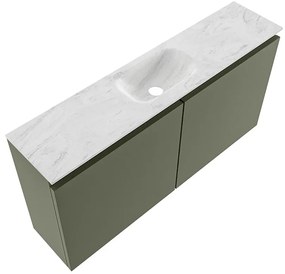 Mondiaz Ture DLux toiletmeubel 100cm army met wastafel opalo midden zonder kraangat