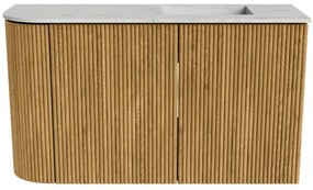 Mondiaz Joya DLux 70cm toiletmeubel ronding links oak met wastafel faye rechts 1 kraangat opalo