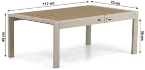 Stoel en Bank Loungeset 5 personen Aluminium/Polywood (teakfinish) Taupe  Lifestyle Garden Furniture Lezo