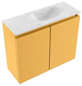 Mondiaz Ture DLux toiletmeubel 60cm ocher met wastafel opalo rechts met kraangat