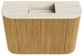 Mondiaz Joya DLux 65cm toiletmeubel ronding links/rechts oak met wastafel faye midden zonder kraangat meli