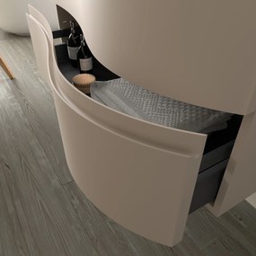 Muebles Mam badmeubel 120cm links macchiato met wastafel solid surface zonder kraangat