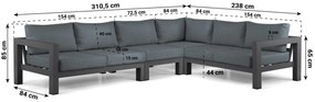 Hoek loungeset 6 personen Aluminium Grijs  Lifestyle Garden Furniture Luca