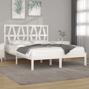 vidaXL Bedframe massief grenenhout wit 140x190 cm