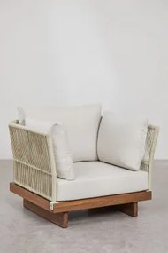Pakket Van 2 Dailin Acacia Houten En Gevlochten Touw Fauteuils Acacia Bruin - Sklum
