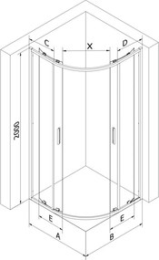 Mexen Exo-S Duo half rondeglide douchecabine 90 x 90 cm, transparant, zwart - 8132-090-090-70-00